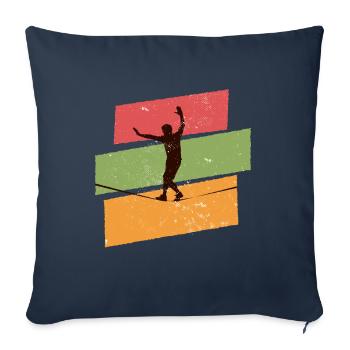 Slackline rétro vintage - Housse de coussin décorative 45 x 45 cm - bleu marine - Devant