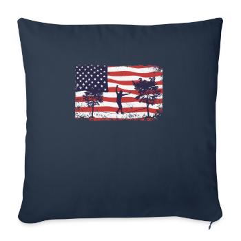 Slackline du drapeau américain - Housse de coussin décorative 45 x 45 cm - bleu marine - Devant