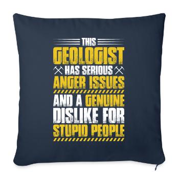 Géologue Géologue Géologue Géologie Géologine - Housse de coussin décorative 45 x 45 cm - bleu marine - Devant