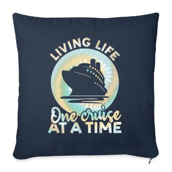 Vivre la vie une croisière à la fois Impression Tie-dye - Housse de coussin décorative 45 x 45 cm - bleu marine - Devant