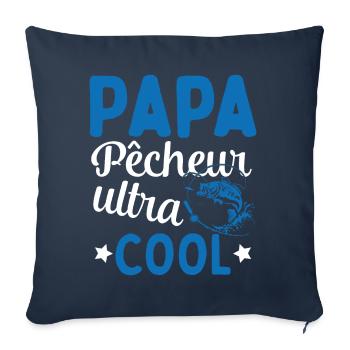 Cadeau Papa pêcheur cadeau fête des pères - Housse de coussin décorative 45 x 45 cm - bleu marine - Devant