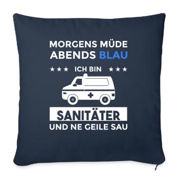 Morgens Müde Abends Blau Sanitäter - Sofakissenbezug 45 x 45 cm - Navy - Vorne