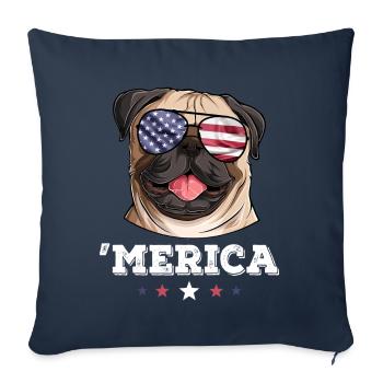 Merica Dog 4th of July American Flag USA Pug - Sofa pillowcase 17,3'' x 17,3'' (45 x 45 cm) - navy - Front