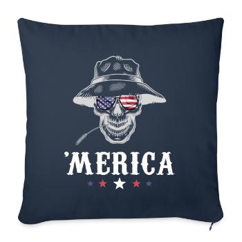 Skull Farmer Merica 4th of July American Flag USA - Sofa pillowcase 17,3'' x 17,3'' (45 x 45 cm) - navy - Front