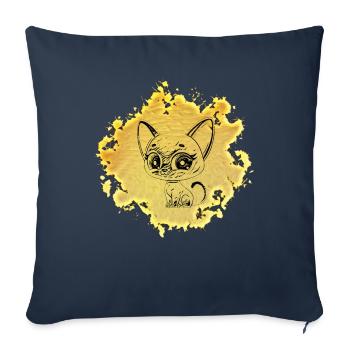 Katze - Sofakissenbezug 45 x 45 cm - Navy - Vorne
