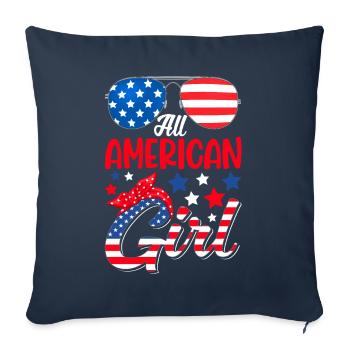 Girls Patriotic Women USA 4 juillet - Housse de coussin décorative 45 x 45 cm - bleu marine - Devant