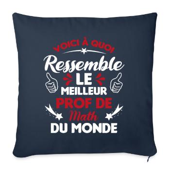 Voici Le meilleur Prof de Math du monde - Housse de coussin décorative 45 x 45 cm - bleu marine - Devant