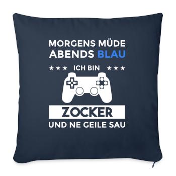 Morgens Müde Abends Blau Zocker - Sofakissenbezug 45 x 45 cm - Navy - Vorne