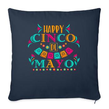 Joyeux Cinco De Mayo Fiesta mexicaine - Housse de coussin décorative 45 x 45 cm - bleu marine - Devant