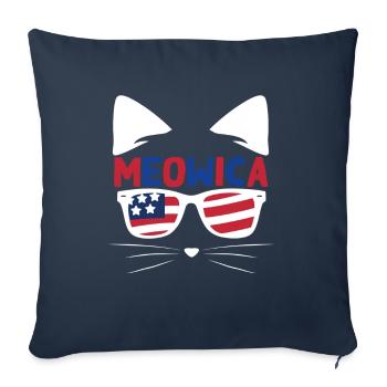 Meows America USA Patriotic Cat 4 juillet - Housse de coussin décorative 45 x 45 cm - bleu marine - Devant