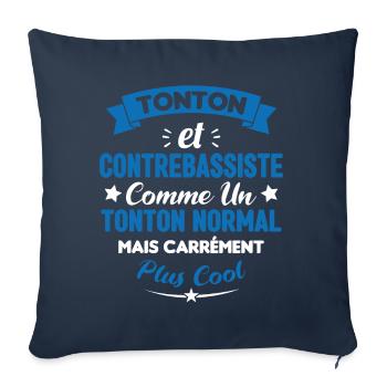 Tonton et Contrebassiste comme un tonton normal - Housse de coussin décorative 45 x 45 cm - bleu marine - Devant