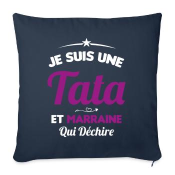 Je Suis Une Tata et Marraine Qui Déchire - Housse de coussin décorative 45 x 45 cm - bleu marine - Devant
