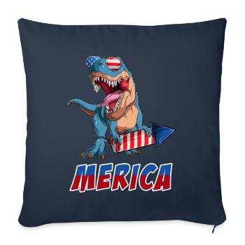 Trex Drapeau américain US Dino Merica 4 juillet - Housse de coussin décorative 45 x 45 cm - bleu marine - Devant