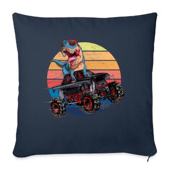 Trex Monster Truck Boys Dirt Race Dinosaur - Sofa pillowcase 17,3'' x 17,3'' (45 x 45 cm) - navy - Front