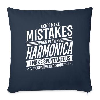 Harmonica player Musical instrument Harmonica - Sofa pillowcase 17,3'' x 17,3'' (45 x 45 cm) - navy - Front
