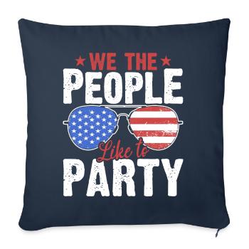 American Flag USA Fête du 4 juillet - Housse de coussin décorative 45 x 45 cm - bleu marine - Devant