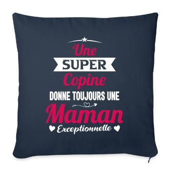 Copine future maman mère cadeau drôle naissance - Housse de coussin décorative 45 x 45 cm - bleu marine - Devant