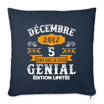 5 Ans Anniversaire Vintage En Décembre 2017 - Housse de coussin décorative 45 x 45 cm - bleu marine - Devant