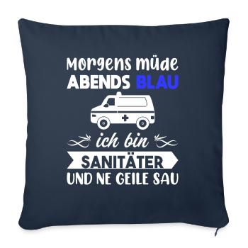 Morgens Müde Abends Blau Sanitäter - Sofakissenbezug 45 x 45 cm - Navy - Vorne