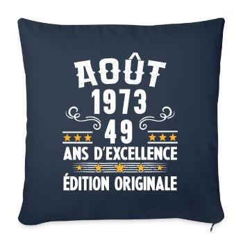 49 Ans Anniversaire Vintage Né(e) en Août 1973 - Housse de coussin décorative 45 x 45 cm - bleu marine - Devant