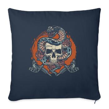 Skull Snake Tattoo Lover Tattoo - Sofa pillowcase 17,3'' x 17,3'' (45 x 45 cm) - navy - Front