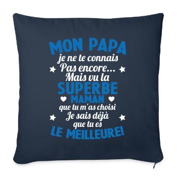 Annonce grossesse Cadeau Futur Papa Future Maman - Housse de coussin décorative 45 x 45 cm - bleu marine - Devant