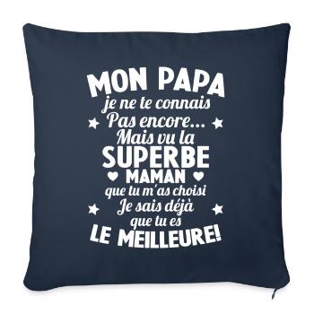 Annonce grossesse Cadeau Futur Papa Future Maman - Housse de coussin décorative 45 x 45 cm - bleu marine - Devant