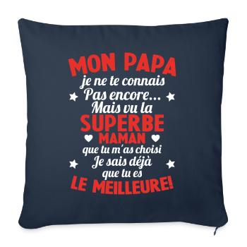 Annonce grossesse Cadeau Futur Papa Future Maman - Housse de coussin décorative 45 x 45 cm - bleu marine - Devant