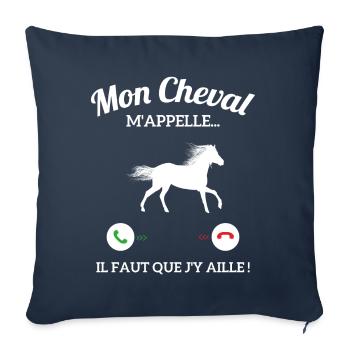 Mon Cheval M'appelle Il Faut Que J'y Aille - Housse de coussin décorative 45 x 45 cm - bleu marine - Devant
