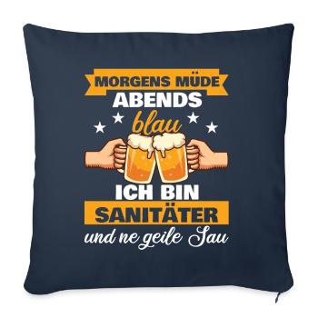 Morgens Müde Abends Blau Sanitäter - Sofakissenbezug 45 x 45 cm - Navy - Vorne