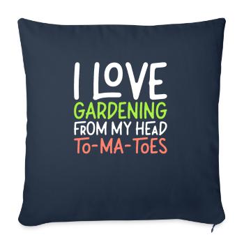 J’adore jardiner de la tête aux pieds je jardine - Housse de coussin décorative 45 x 45 cm - bleu marine - Devant