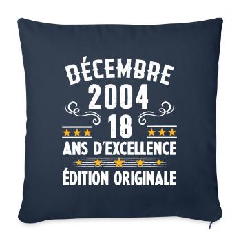18 Ans Anniversaire Vintage Né(e) en Décembre 2004 - Housse de coussin décorative 45 x 45 cm - bleu marine - Devant