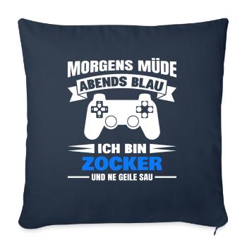 Morgens Müde Abends Blau Zocker - Sofakissenbezug 45 x 45 cm - Navy - Vorne