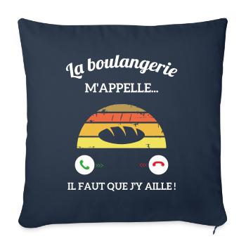La Boulangerie m'appelle vintage Boulangère femme - Housse de coussin décorative 45 x 45 cm - bleu marine - Devant