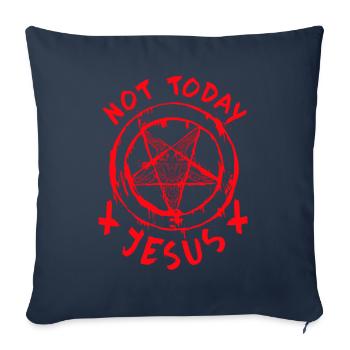 Pas aujourd’hui Jésus I Baphomet Pentagramme - Housse de coussin décorative 45 x 45 cm - bleu marine - Devant