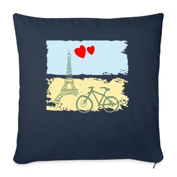 Paris Tour Eiffel France Baguette Ville Amour - Housse de coussin décorative 45 x 45 cm - bleu marine - Devant