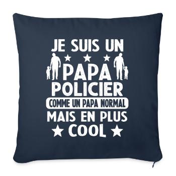 Un Papa Policier Comme Un Papa Normal Plus Cool - Housse de coussin décorative 45 x 45 cm - bleu marine - Devant