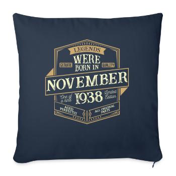 Novembre 1938 Anniversaire homme - Housse de coussin décorative 45 x 45 cm - bleu marine - Devant