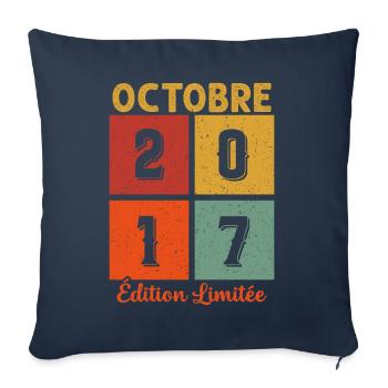 Octobre 2017 Vintage - Housse de coussin décorative 45 x 45 cm - bleu marine - Devant
