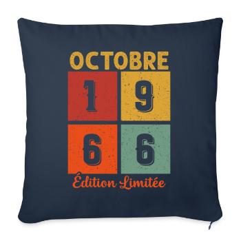 Octobre 1966 Édition limitée - Housse de coussin décorative 45 x 45 cm - bleu marine - Devant
