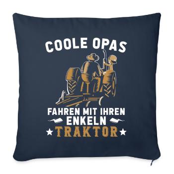 Coole Opa und Enkel mit Traktor Farmer Geschenk - Housse de coussin décorative 45 x 45 cm - bleu marine - Devant
