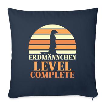 Erdmännchen Level Complete - Sofakissenbezug 45 x 45 cm - Navy - Vorne