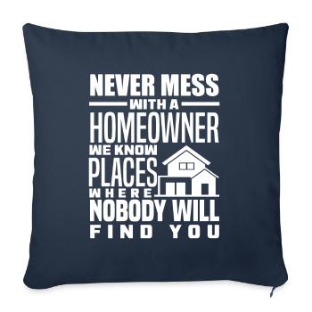 Cadeau d’achat de maison de propriétaire - Housse de coussin décorative 45 x 45 cm - bleu marine - Devant