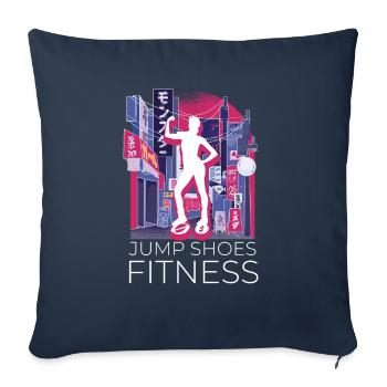 Vaporwave Synthwave Skyline Jump Chaussures Fitness - Housse de coussin décorative 45 x 45 cm - bleu marine - Devant