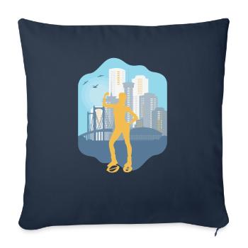 Skyline Jump Chaussures Fitness - Housse de coussin décorative 45 x 45 cm - bleu marine - Devant