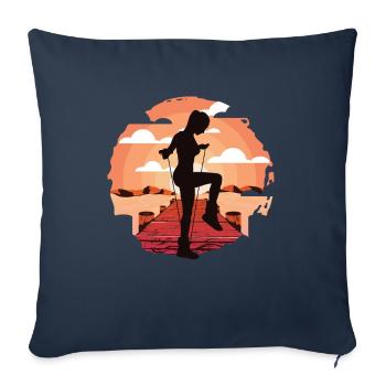 Corde à sauter Corde Sauteuse Femme - Housse de coussin décorative 45 x 45 cm - bleu marine - Devant