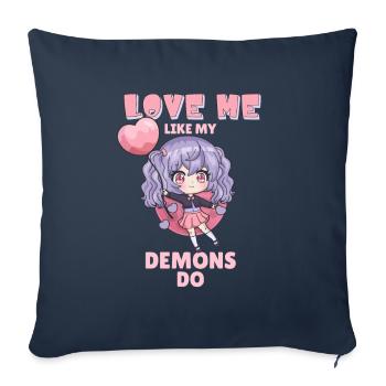 Aimez-moi comme mes démons font Anime Girl - Housse de coussin décorative 45 x 45 cm - bleu marine - Devant