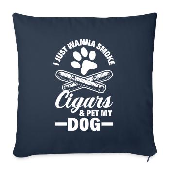 Cigares et chiens Cigar Smoker Gift - Housse de coussin décorative 45 x 45 cm - bleu marine - Devant