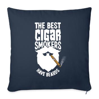 Cadeau fumeur de cigares et de barbes - Housse de coussin décorative 45 x 45 cm - bleu marine - Devant