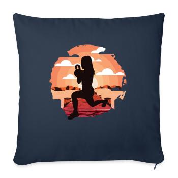 HIIT Fitness Femme - Housse de coussin décorative 45 x 45 cm - bleu marine - Devant